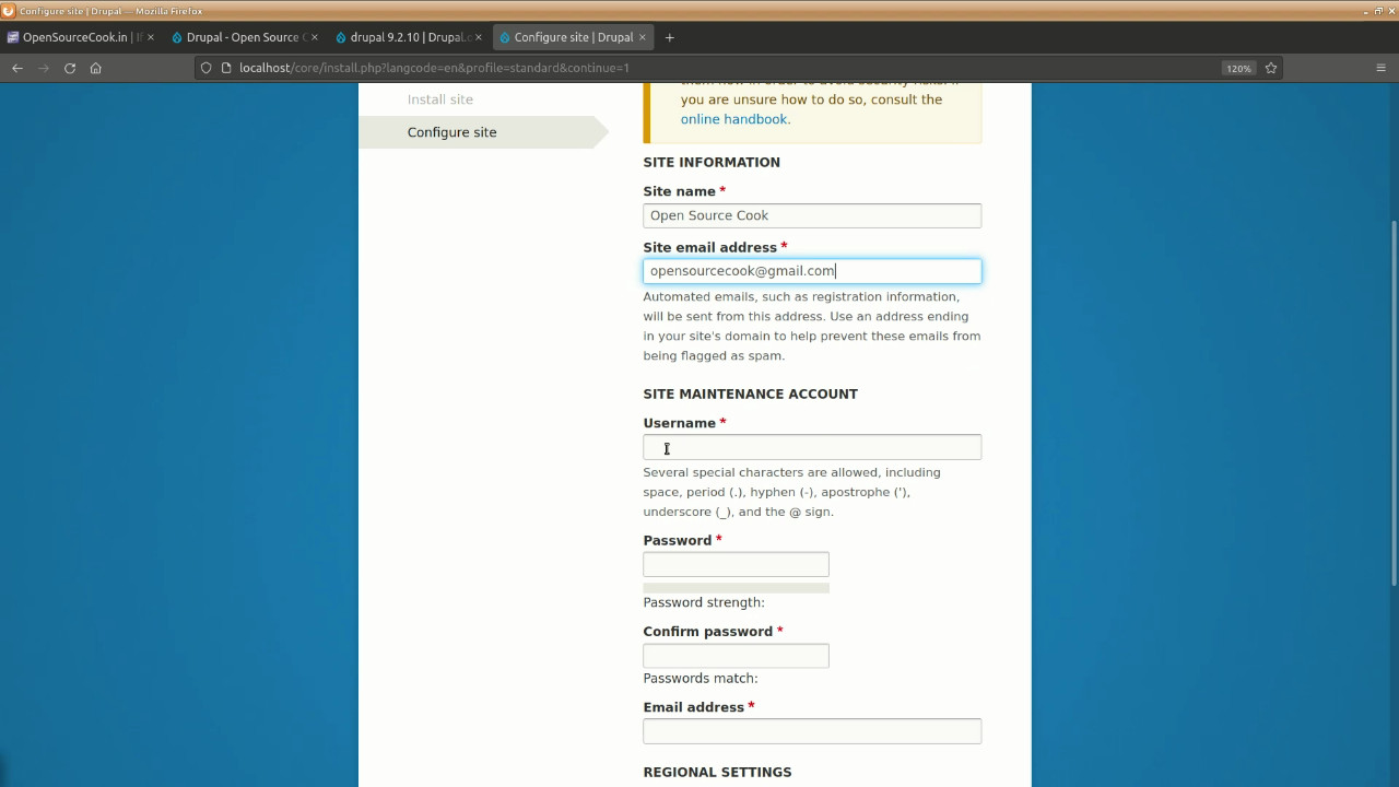 Site details and user setup Site details and user setup
